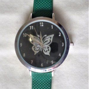 Butterfly watch Silicone band Forest green